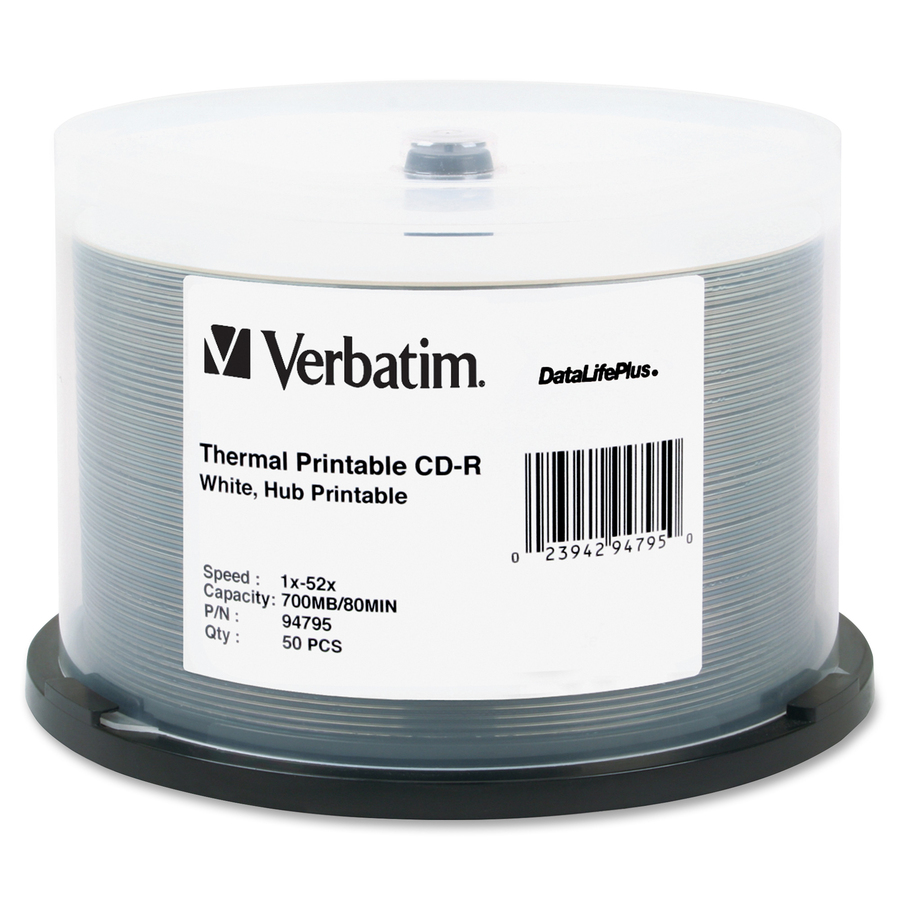 Verbatim DataLifePlus 94795 CD Recordable Media - CD-R - 52x - 700 MB - 50 / Pack - White