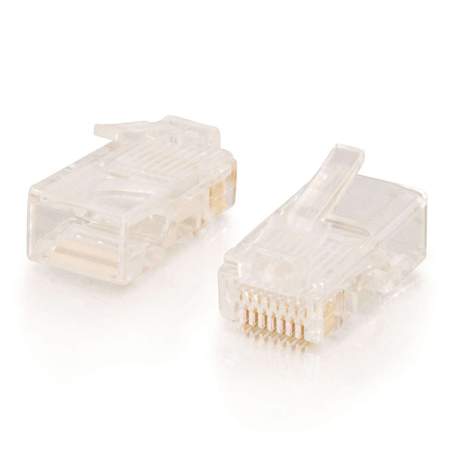 C2G RJ45 Cat5E Modular Plug for Round Stranded Cable Multipack (50-Pack)