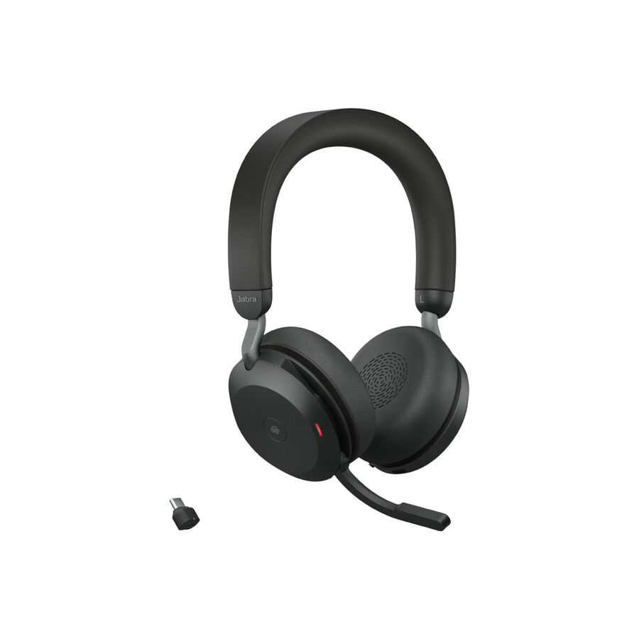 Jabra Evolve2 75 Wireless On-ear Stereo Headset - USB-C - For MS Teams - Black - Binaural - Ear-cup - 3000 cm - Bluetooth - 20 Hz to 20 kHz - MEMS Technology Microphone - Noise Cancelling
