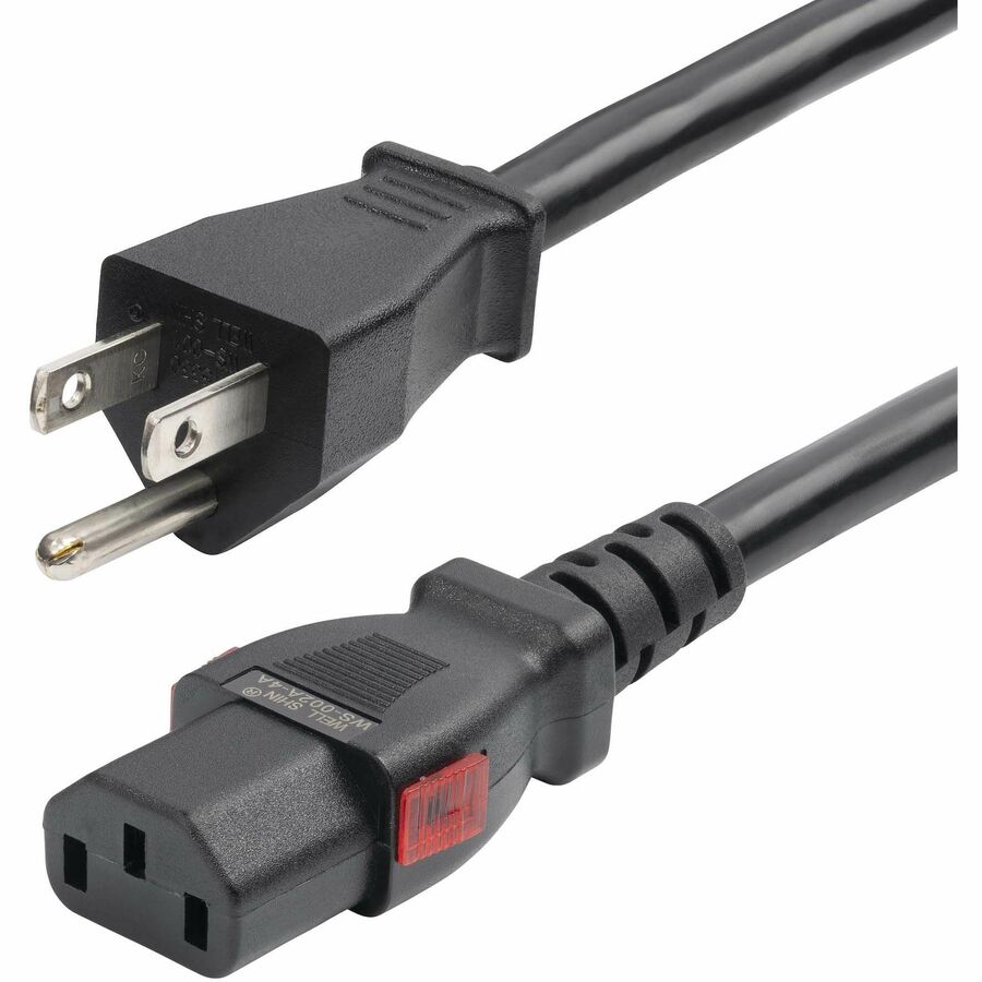 StarTech 12ft (3.6m) Heavy Duty Power Cord, NEMA 5-15P to Locking C13 AC Power Cable, 15A 125V, 14AWG, UL Listed, TAA