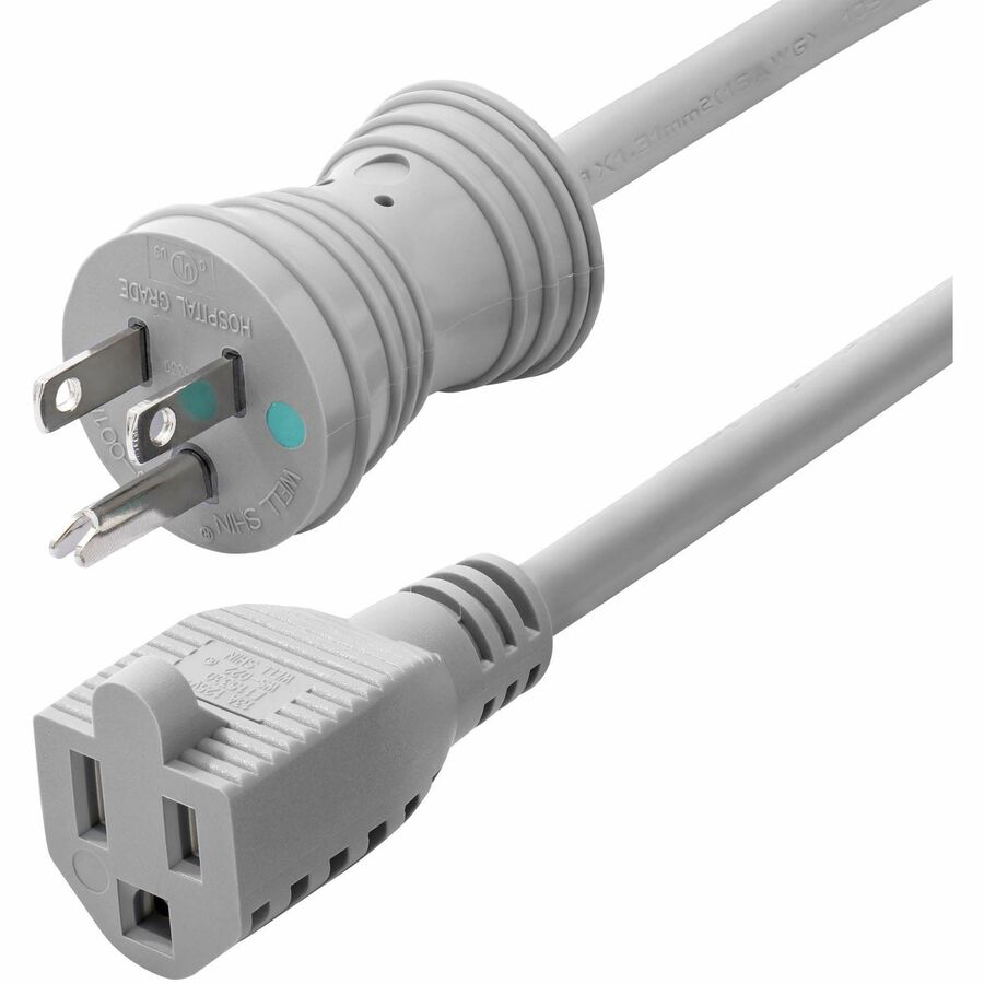 StarTech 6ft (1.8m) Hospital-Grade Extension Cord, Green Dot, NEMA 5-15P to 5-15R, 13A 125V, 16AWG, UL Listed, TAA