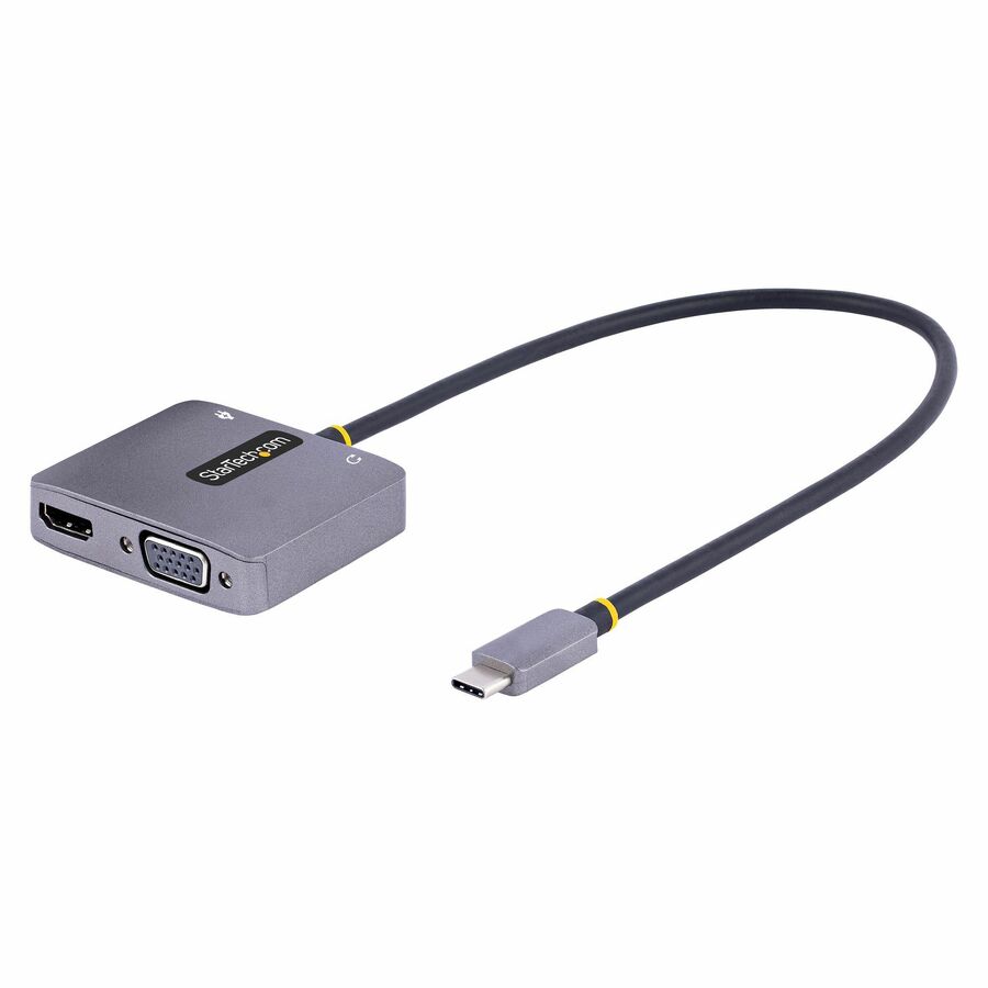 StarTech USB C Video Adapter, USB C to HDMI VGA Multiport Adapter, 3.5mm Audio, 4K 60Hz HDR, 100W PD 3.0 PT, USB C Display Adapter
