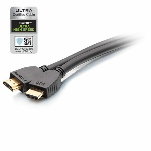 C2G 12ft Plus Series Ultra High Speed HDMI Cable with Ethernet - In-Wall CL2 Rated - 8K 60Hz - M/M - Black