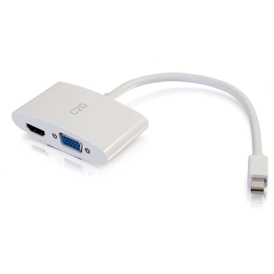 C2G 8in Mini DisplayPort to 4K HDMI or VGA Adapter - White