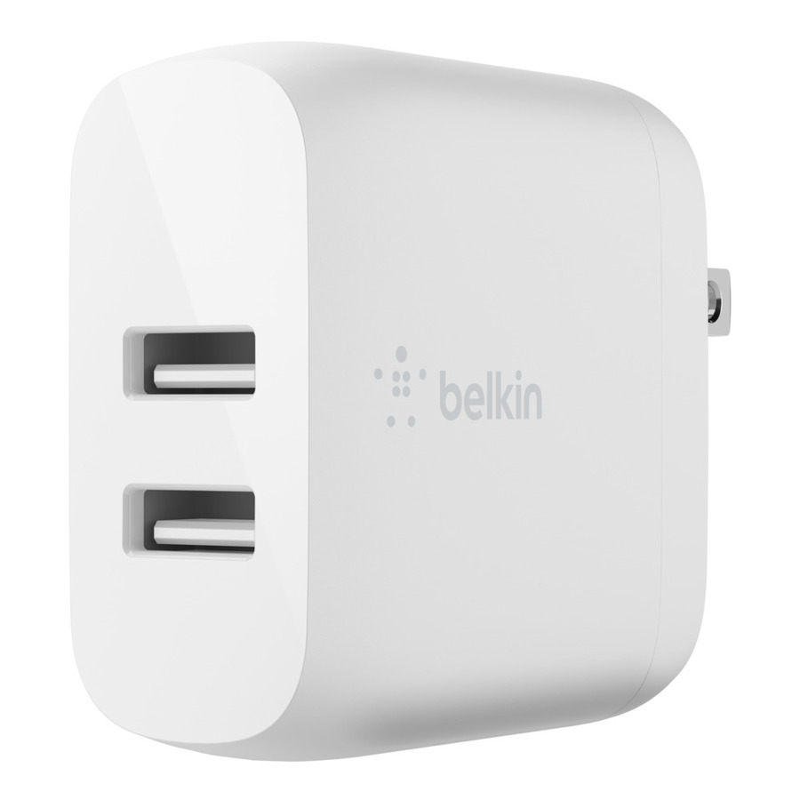 Belkin BoostCharge Dual USB-A Wall Charger 24W (Lightning to USB-A Cable included) - Power Adapter