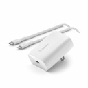 Belkin 30W USB-C PD 3.0 PPS Wall Charger w/ 3.3 ft USB-C Cable w/ Lightning Connector - White