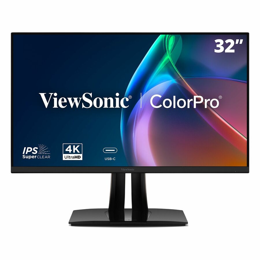 ViewSonic VP3256A-4K 32 Inch 4K ColorPro Monitor, IPS Panel with 100% sRGB and Pantone Validated for Professional Content Creation, Advanced Ergonomics, 100W USB-C, HDMI, and DisplayPort Inputs