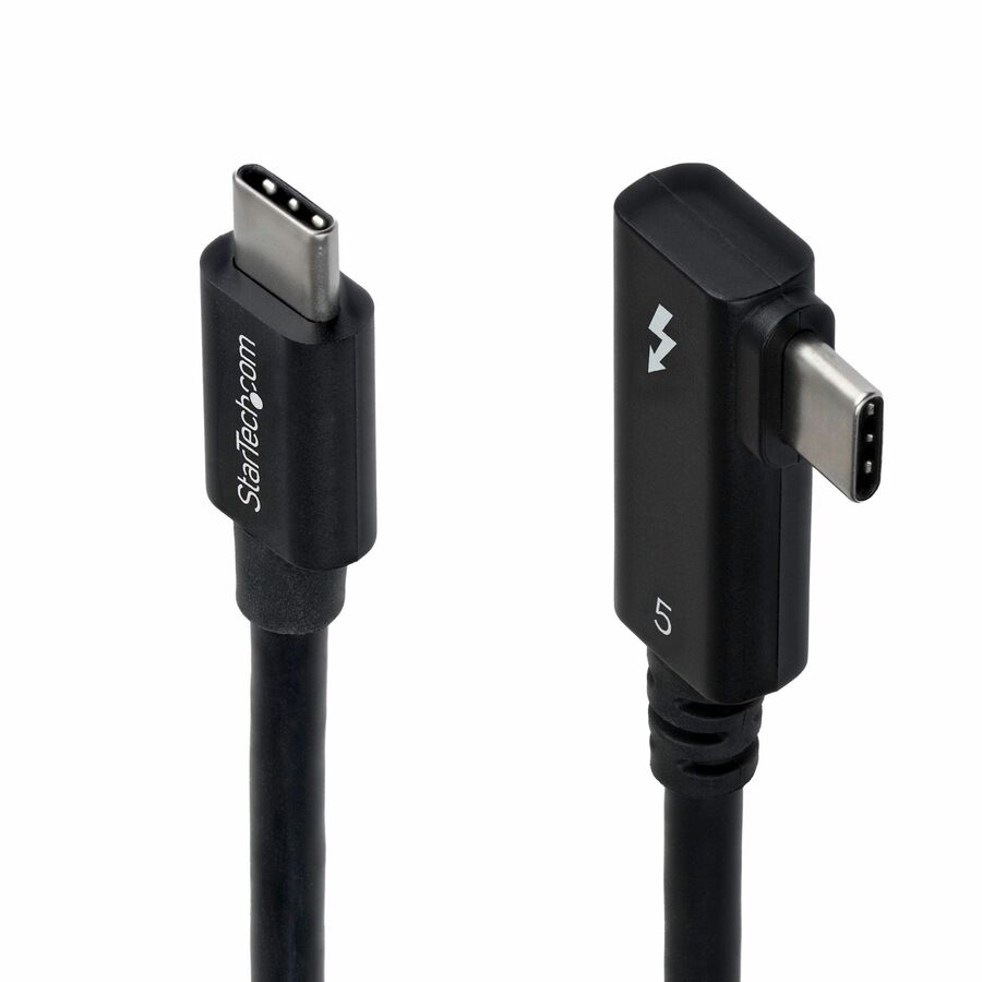 StarTech 2.6ft (80cm) Right Angle Thunderbolt 5 Cable, 80Gbps/120Gbps, 240W PD, 8K 60Hz, Certified Thunderbolt Cable