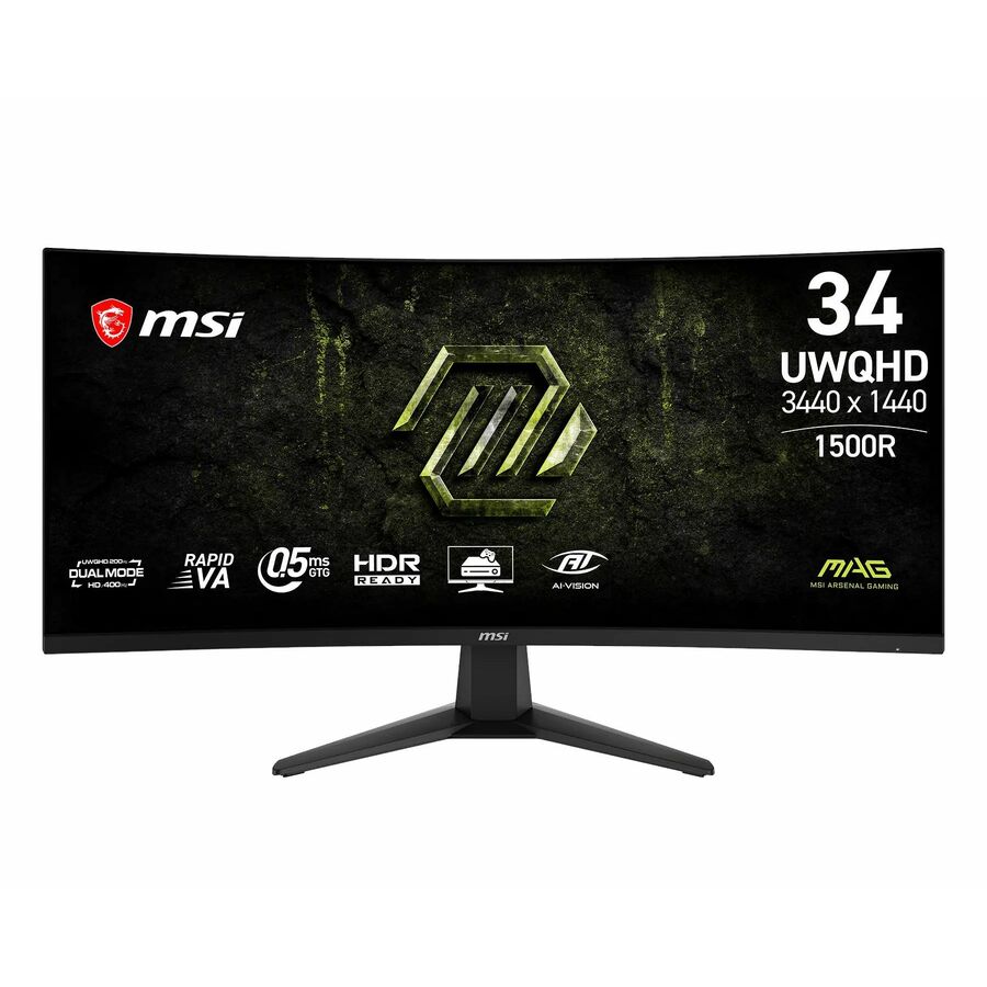 MSI MAG 346CQDF E20 34" Class UW-QHD Curved Screen Gaming LCD Monitor - 21:9 - Metallic Black