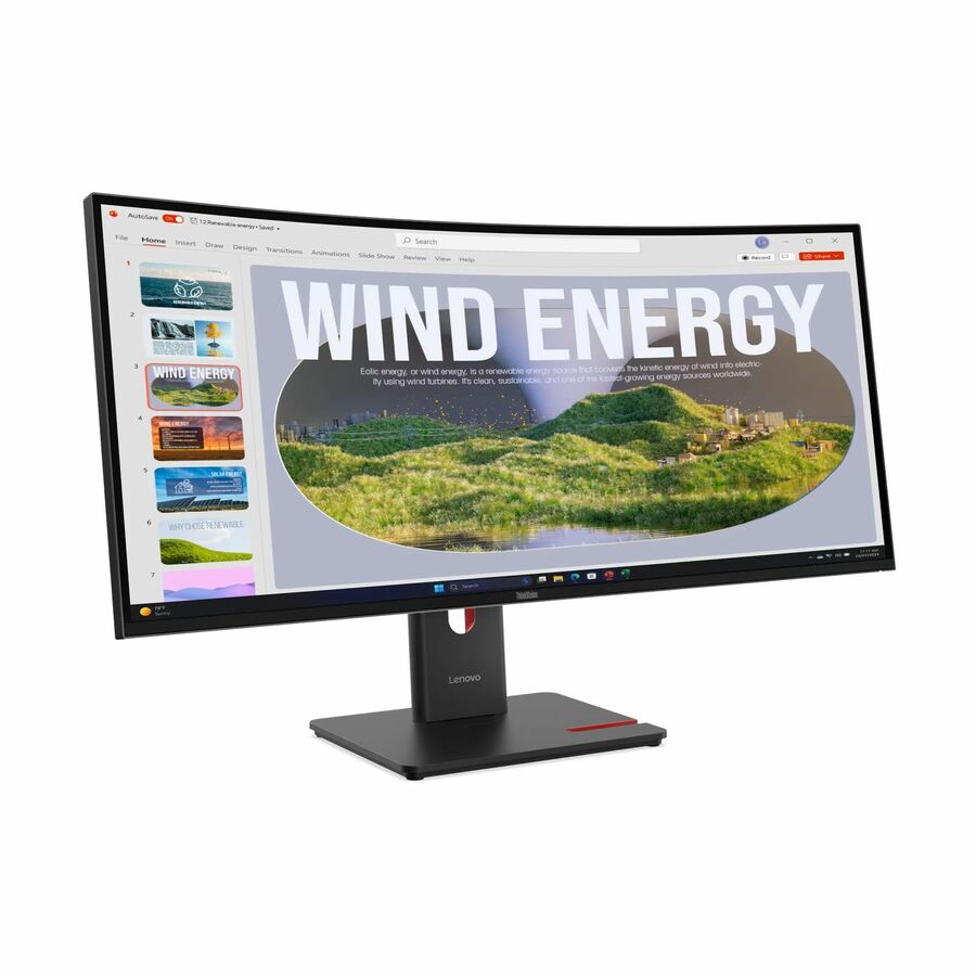 Lenovo ThinkVision P34WD-40 34" Class WQHD Curved Screen LED Monitor - 21:9 - Eclipse Black