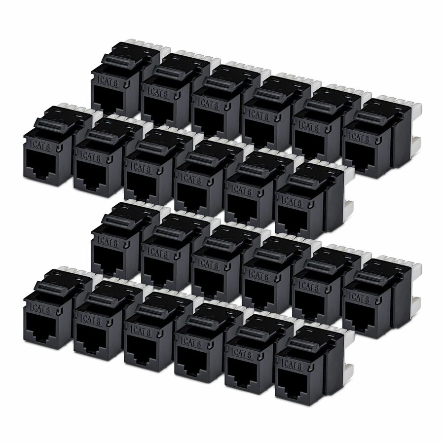 StarTech Cat6 Keystone Jack, 24-Pack RJ45 Ethernet Keystone Jacks, UTP Cat6 Wall Jack, 180-Degree 110 Punch Down, Black
