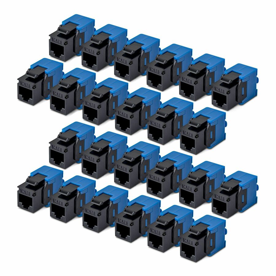 StarTech Cat6 Keystone Jack, 24-Pack RJ45 Ethernet Keystone Jacks, UTP Cat6 Wall Jack, 180-Degree Toolless, Black