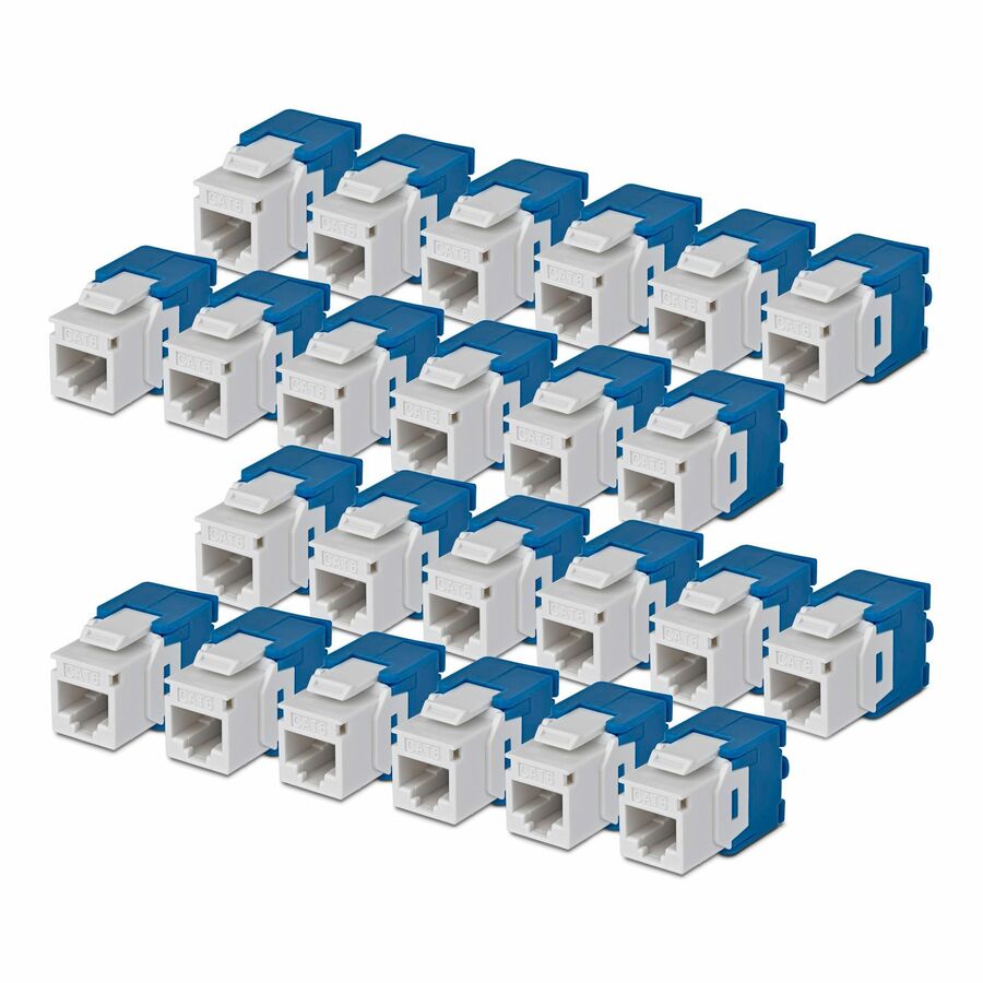StarTech Cat6 Keystone Jack, 24-Pack RJ45 Ethernet Keystone Jacks, UTP Cat6 Wall Jack, 180-Degree Toolless, White
