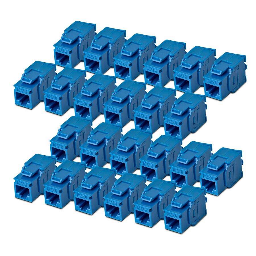 StarTech Cat6 Keystone Jack, 24-Pack RJ45 Ethernet Keystone Jacks, UTP Cat6 Wall Jack, 180-Degree Toolless, Blue