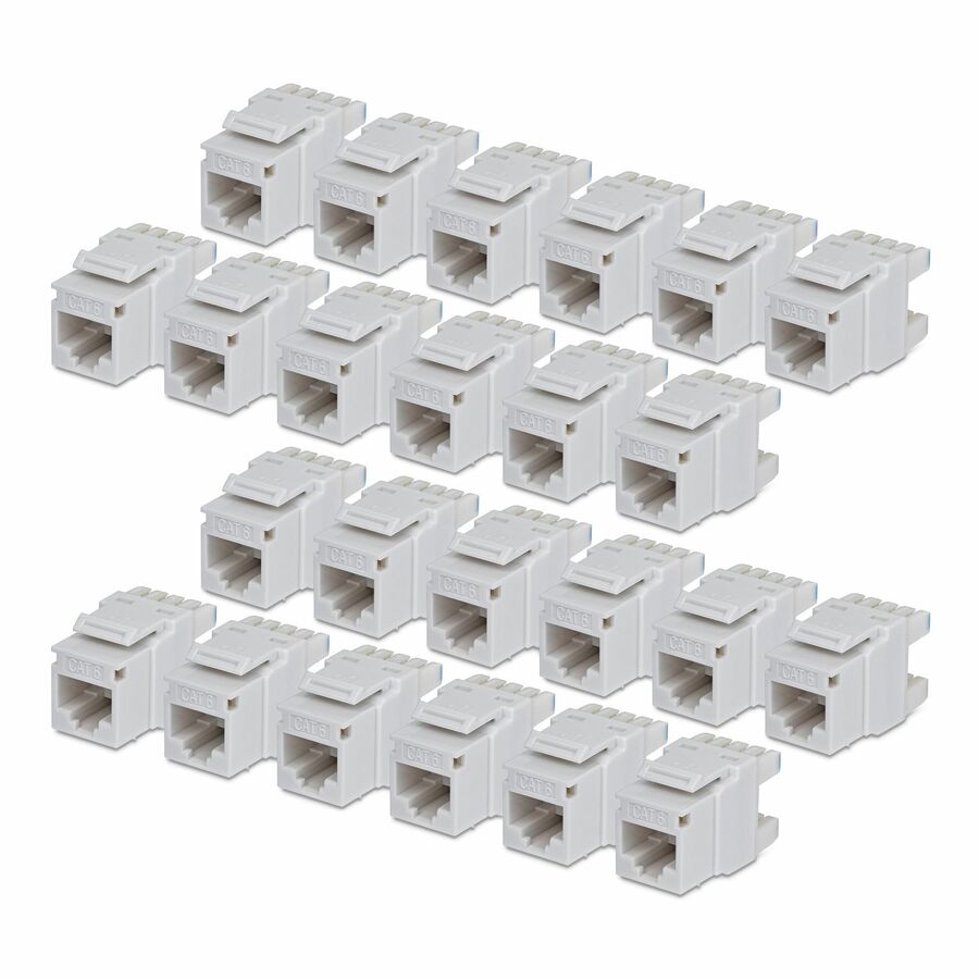 StarTech Cat6 Keystone Jack, 24-Pack RJ45 Ethernet Keystone Jacks, UTP Cat6 Wall Jack, 180-Degree 110 Punch Down, White