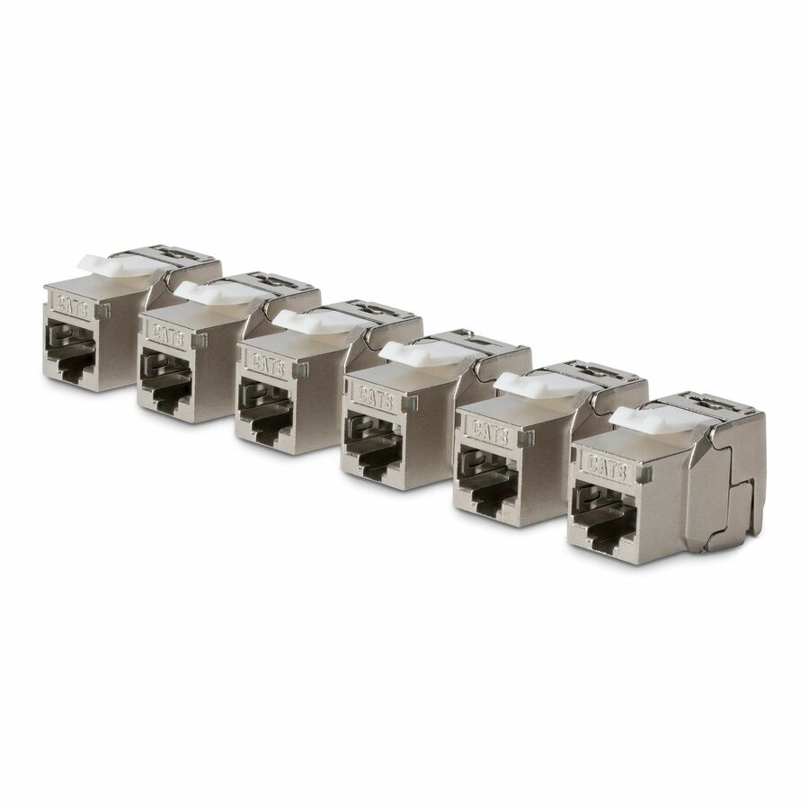 StarTech Cat8 Keystone Jack, 6-Pack RJ45 Ethernet Keystone Jacks, STP Cat8 Wall Jack, 180-Degree Toolless