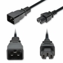 AddOn 1ft C20 Male to C15 Female Standard Commercial Temp 14 AWG 100-250V at 15A PVC SJT (Service Junior Thermoplastic) Jacket Black Power Cable