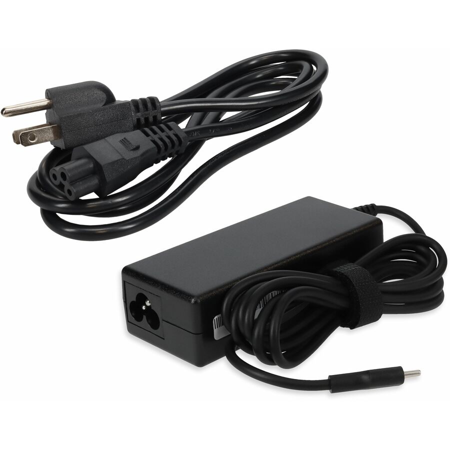 AddOn Dell 492-BBUU Compatible 45W 19.5V at 2.25A Black USB-C Laptop Power Adapter and Cable