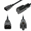 AddOn 6ft C14 Male to NEMA 5-15R Female Standard Commercial Temp 18 AWG 125V at 10A PVC SJT (Service Junior Thermoplastic) Black Power Cable