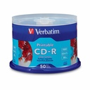 Verbatim CD-R 700MB 52X Silver Inkjet Printable - 50pk Spindle