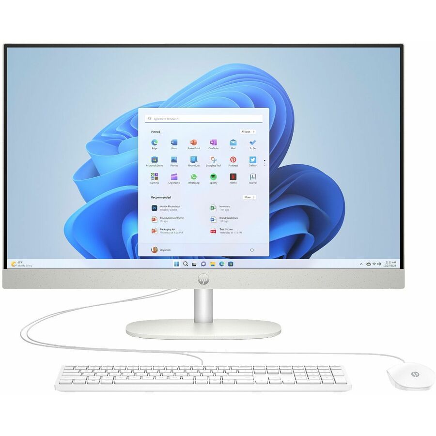 HP 27-cr0000a 27-cr0160 All-in-One Computer - AMD Ryzen 5 7520U - 8 GB - 512 GB PCI Express NVMe SSD - 27" Full HD Touchscreen - Desktop - Shell White - Refurbished