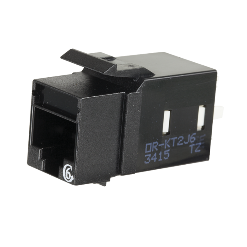 Ortronics Category 6 Keystone Jack, Lacing Cap Termination, Black