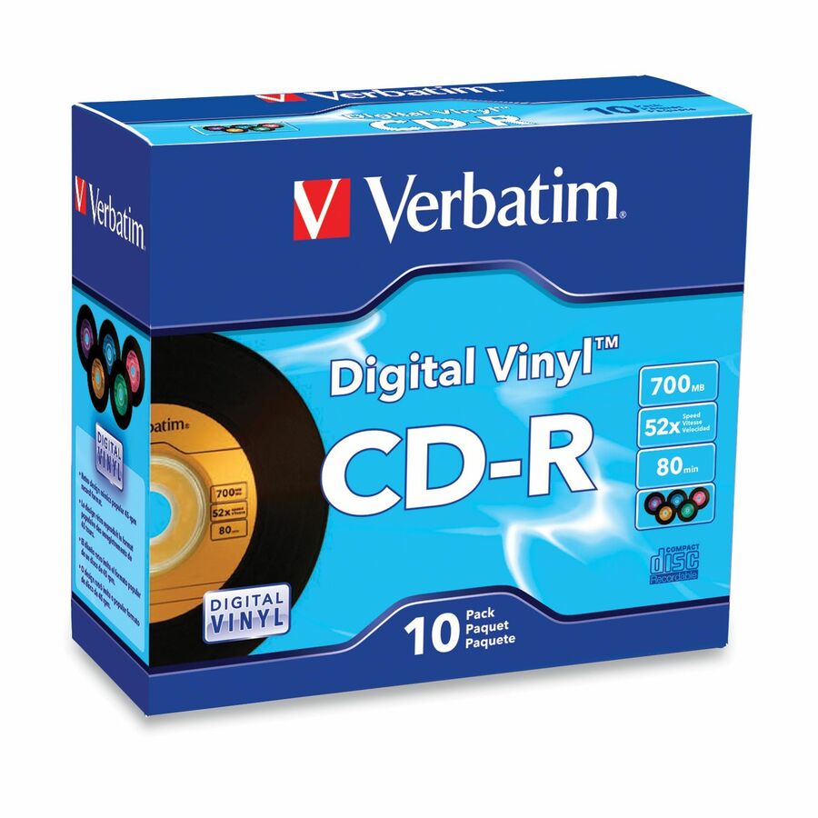 Verbatim CD-R 80min 52X with Digital Vinyl Surface - 10pk Slim Case
