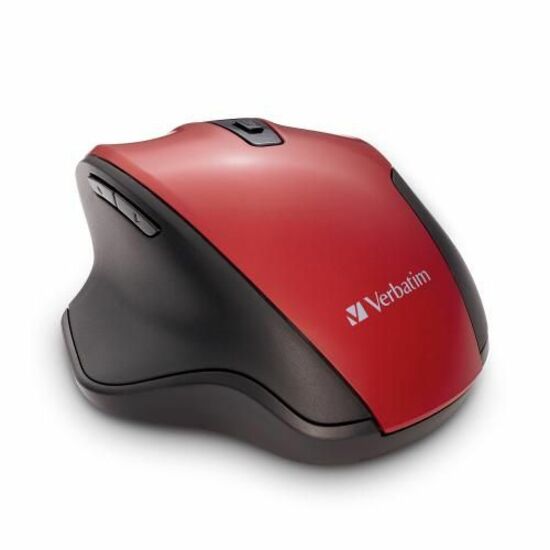 Verbatim Silent Ergonomic Wireless Blue LED Mouse - Red