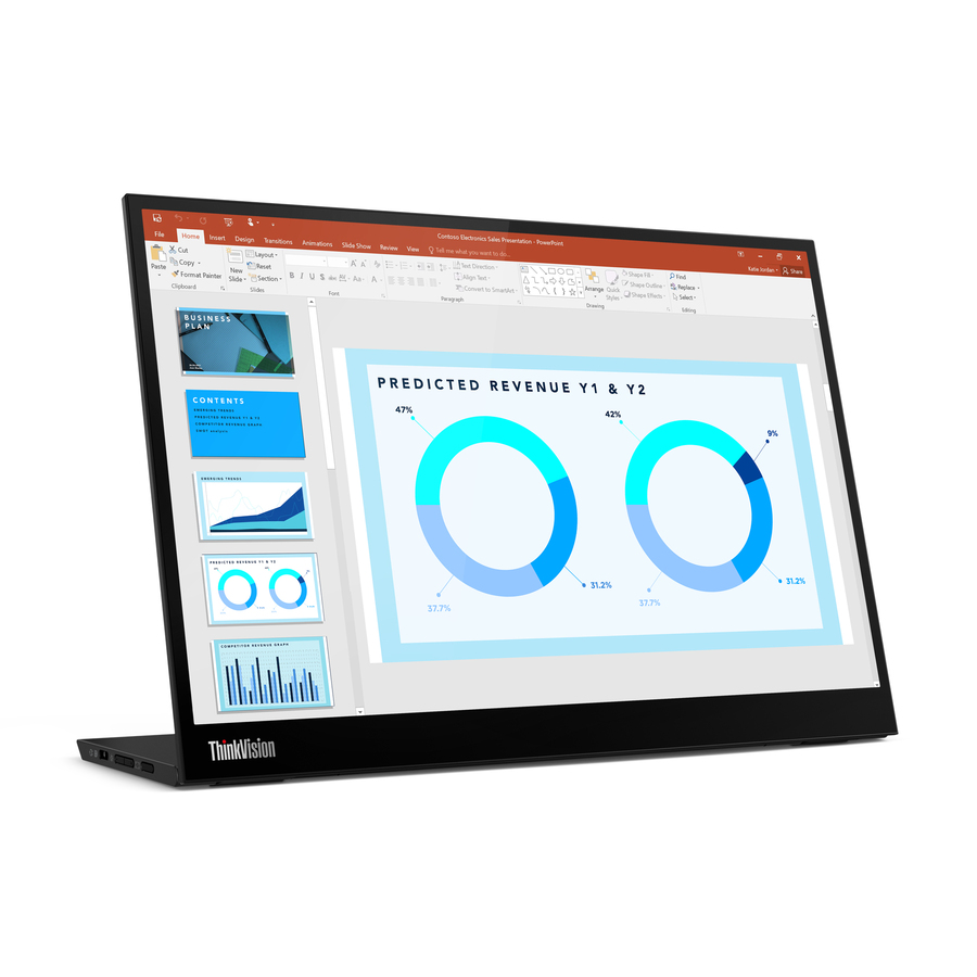 Lenovo ThinkVision M14d 14" Class WXGA+ LED Monitor - 16:10 - Raven Black