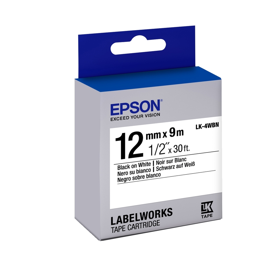 Epson LabelWorks Standard LK Tape Cartridge ~1/2" Black on White