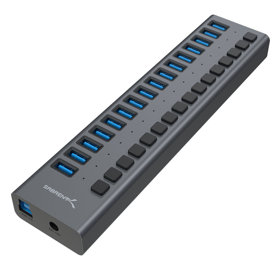 Sabrent USB 3.0 16-Port Aluminum Hub with Power Switches and LEDs (HB-PU16)