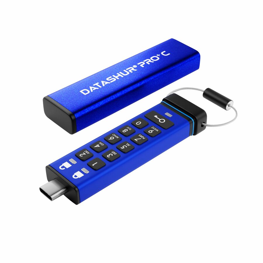 iStorage datAshur PRO+C 256GB | FIPS 140-3 Level 3 Certified | Secure USB Type-C Hardware Encrypted Drive | PIN protected | Type C-A adapter included - TAA Compliant