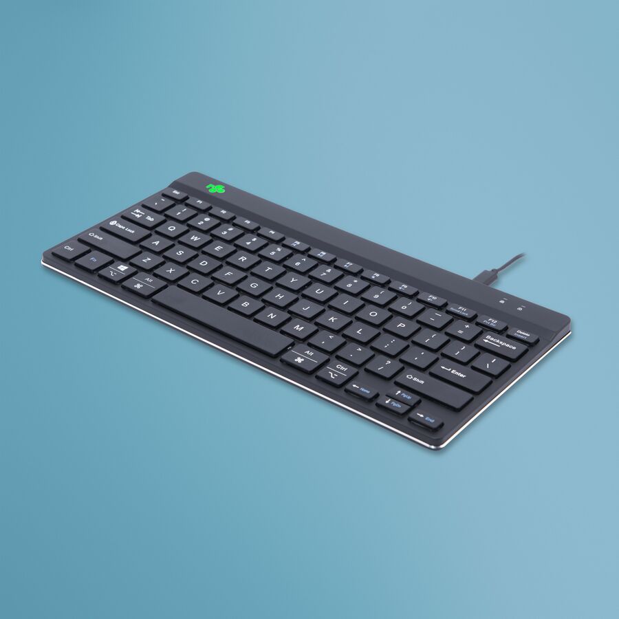 R-Go Compact Break ergonomic keyboard, with break software, mini USB keyboard, QWERTY (US), wired, black