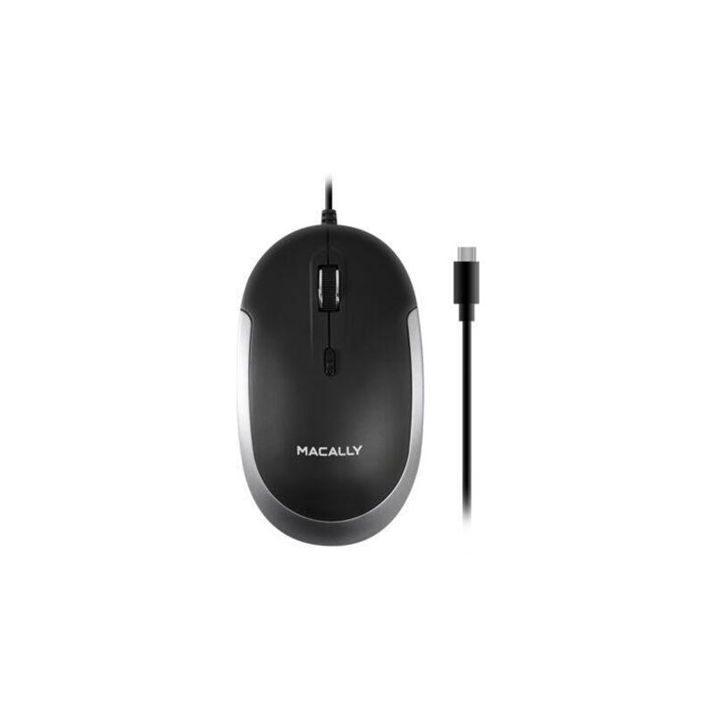 Macally USB-C Optical Quiet Click Mouse for Mac/PC Black & Space Gray