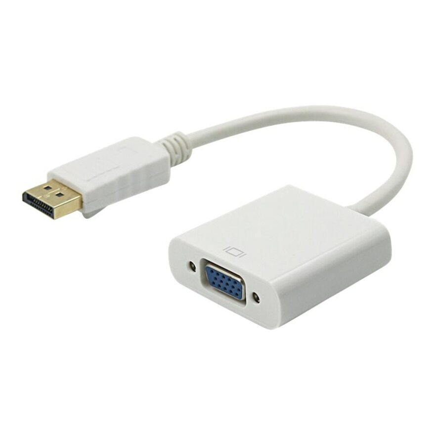 4XEM 9in DisplayPort To VGA M/F Adapter Cable - White