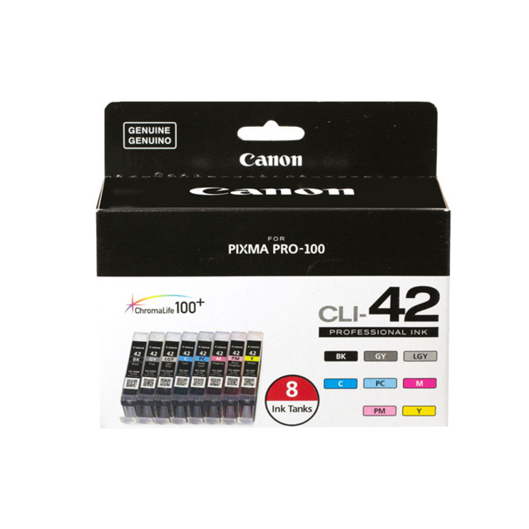 Canon CLI-42 Original Inkjet Ink Cartridge - Photo Black, Gray, Light Gray, Cyan, Magenta, Yellow, Photo Cyan, Photo Magenta - 8 Pack