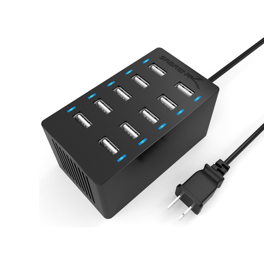 Sabrent 60 Watt (12 Amp) 10-Port Desktop USB Rapid Charger