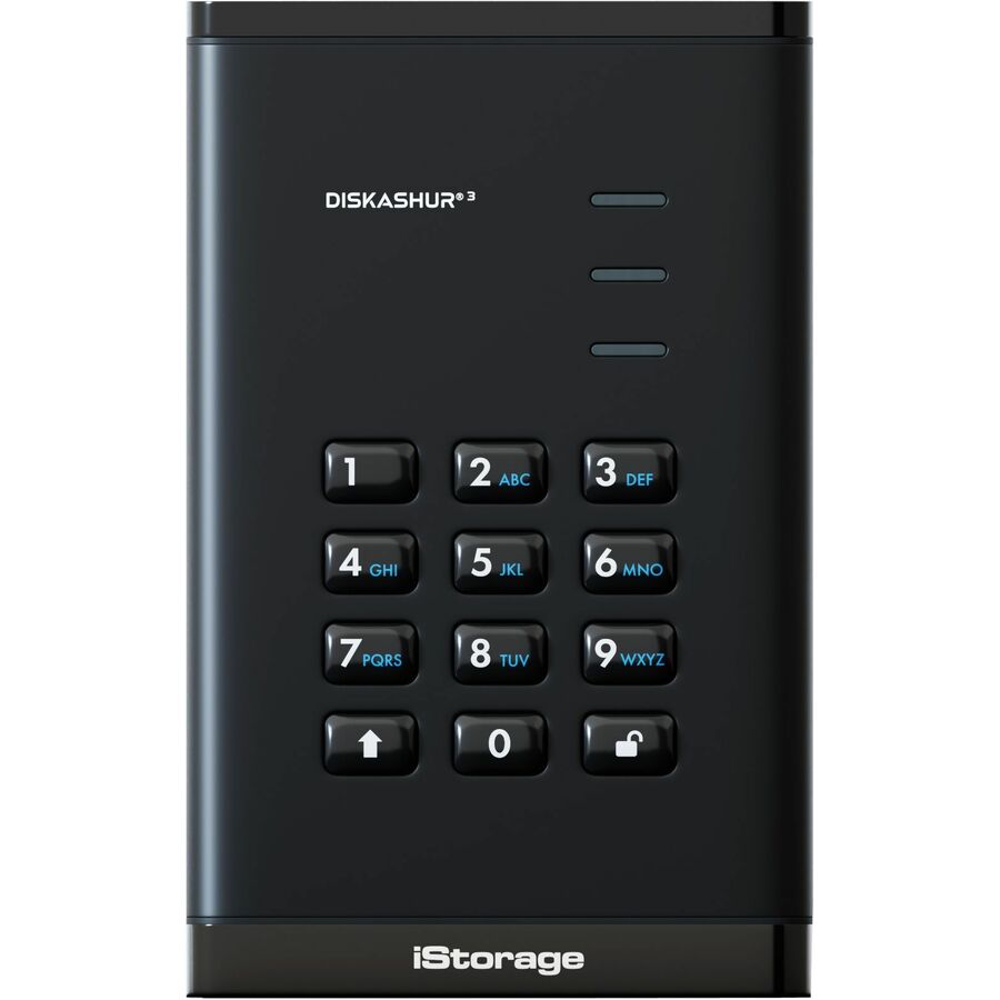iStorage diskAshur3 8 TB Portable Solid State Drive | Black | Incorporated Common Criteria EAL 5+ | PIN protected | AES 256-bit Full Disk Hardware Encryption | Dust/Water Resistant | TAA Compliant