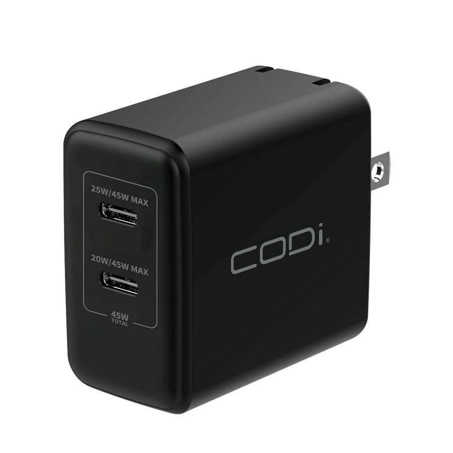 CODi 45W Dual USB-C Wall Charger with Power Delivery and PPS Fast Charging