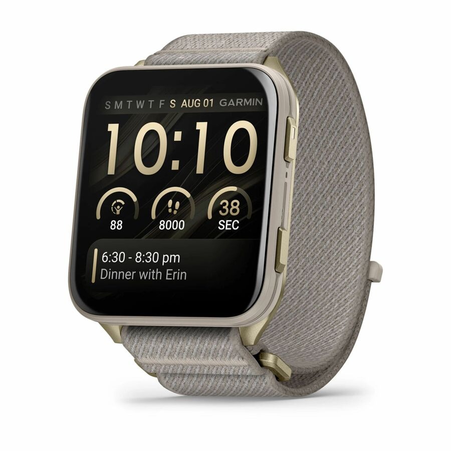 Garmin Venu X1 Soft Gold with Titanium Caseback and French Gray Nylon Band