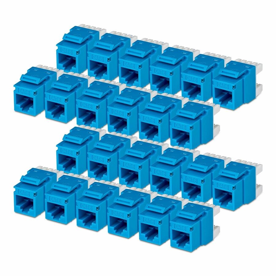 StarTech Cat6 Keystone Jack, 24-Pack RJ45 Ethernet Keystone Jacks, UTP Cat6 Wall Jack, 180-Degree 110 Punch Down, Blue