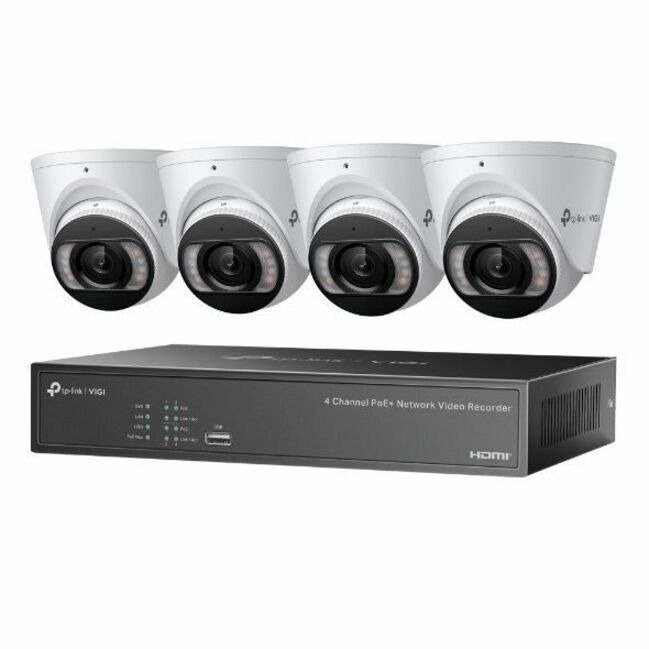 VIGI 4MP Full-Color Turret IPC & 4 Channel PoE+ NVR KIT - 2 TB HDD