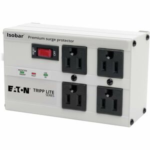 Eaton Tripp Lite Series Isobar 4-Outlet Surge Protector, 6 ft. Cord with Right-Angle Plug, 3330 Joules, Diagnostic LEDs, Metal Housing