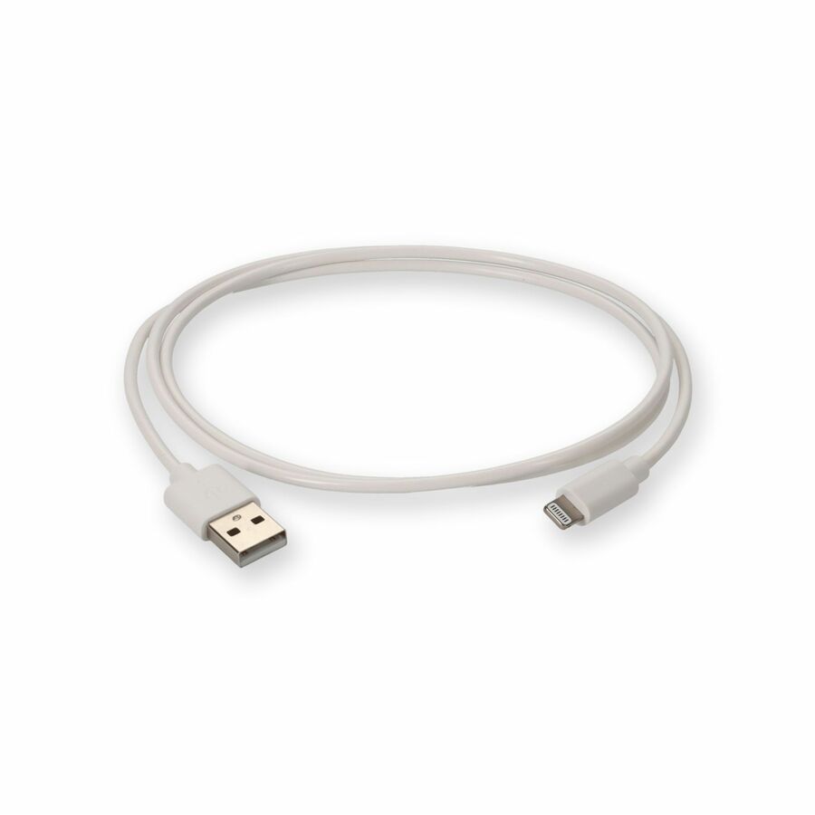 AddOn Apple Computer® MD818AM/A Compatible 1.0m (3.3ft) USB A 2.0 Male to Lightning Male White Cable