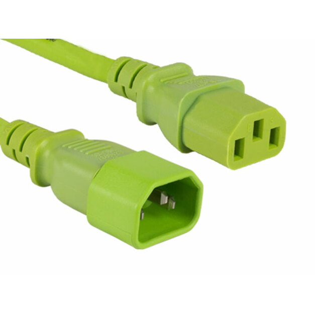 ENET C13 to C14 10ft Green Power Extension Cord / Cable 250V 18 AWG 10A NEMA IEC-320 C13 to IEC-320 C14 10'