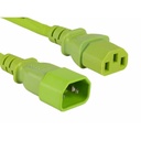 ENET C13 to C14 10ft Green Power Extension Cord / Cable 250V 18 AWG 10A NEMA IEC-320 C13 to IEC-320 C14 10'