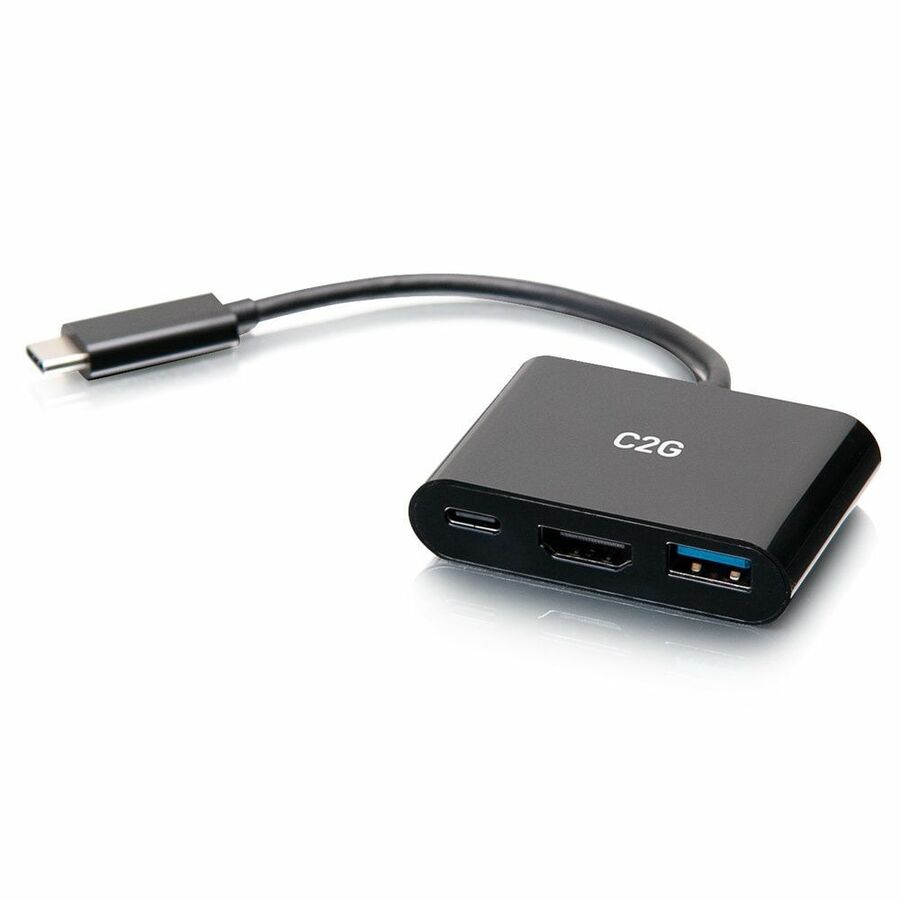 C2G Mini Dock Docking Station - for Notebook, Tablet PC - Charging Capability - USB Type C - 4K - 3840 x 2160 - 3 x USB Ports - 1 x USB 3.0 - 1 x USB Type-A Ports - USB Type-A - 2 x USB Type-C Ports - USB Type-C - 1 x HDMI Ports - HDMI - Black - Wired - 60W