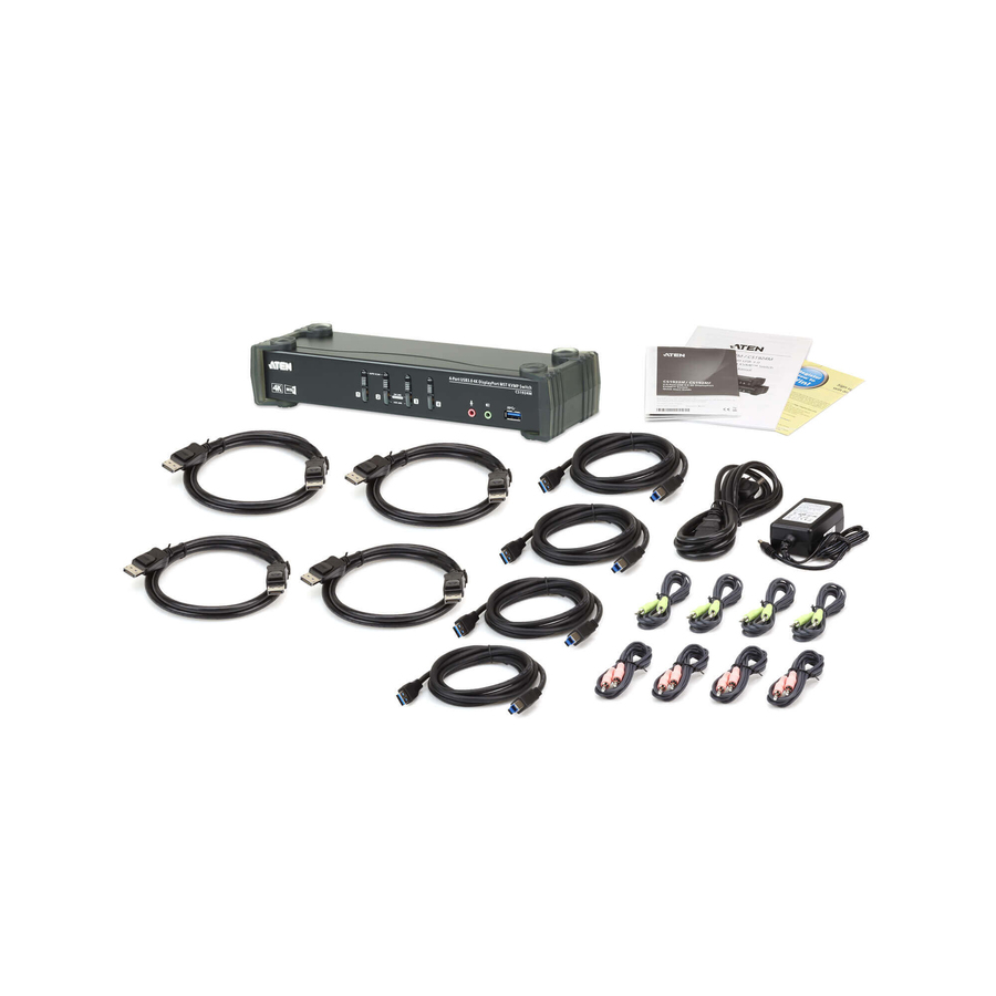 ATEN 4-Port USB 3.0 4K DisplayPort MST KVMP Switch (Cables Included)-TAA Compliant