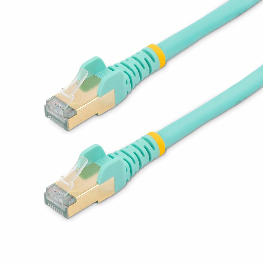 StarTech 8ft CAT6a Ethernet Cable - 10 Gigabit Category 6a Shielded Snagless 100W PoE Patch Cord - 10GbE Aqua UL Certified Wiring/TIA