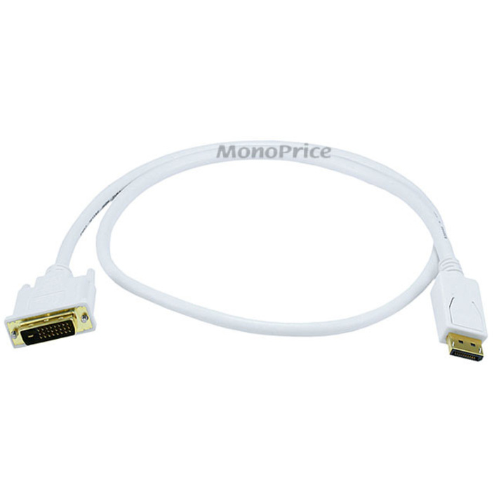 Monoprice 3ft 28AWG DisplayPort to DVI Cable - White